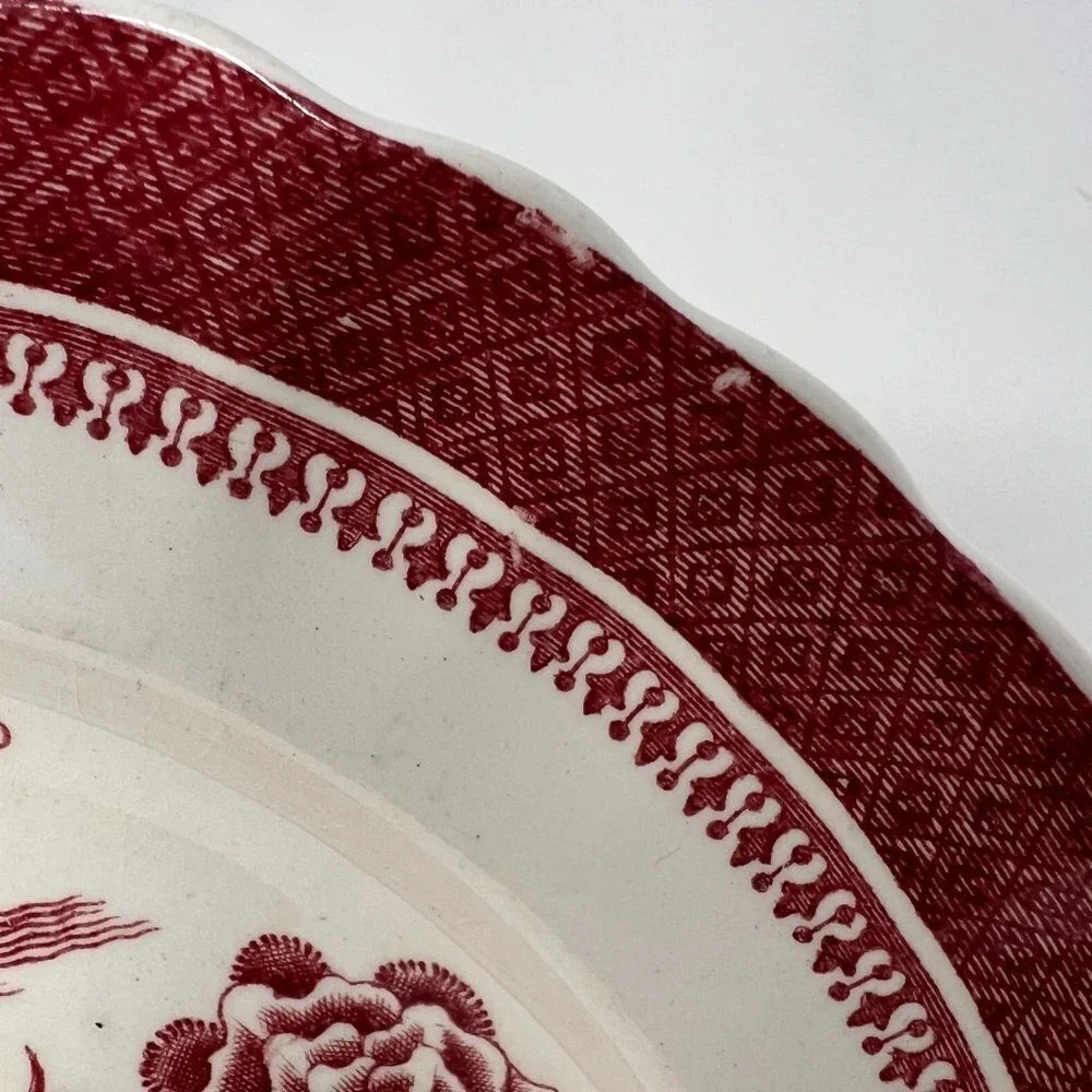 Spode Copeland Mandarin Luncheon Plate Red White Chelsea No Trim 9‎ Inch B VTG